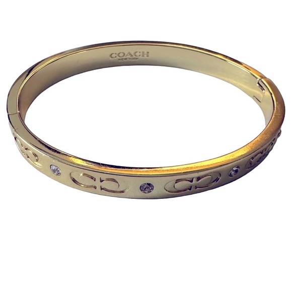 Coach - Gold Kissing C Signature Hinged Bangle - Picture 1 of 14
